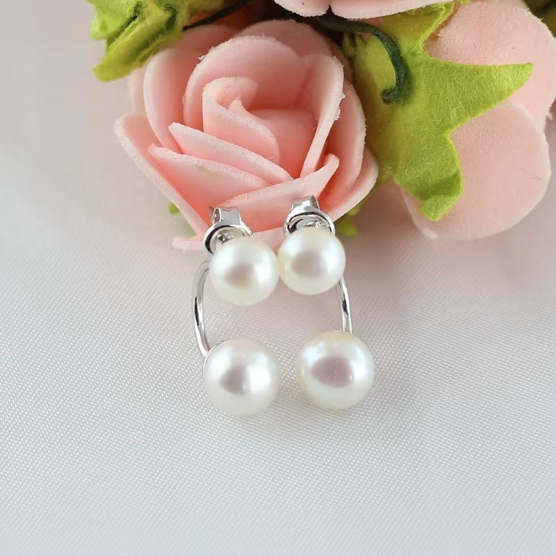 Double Pearl Drop Earrings
