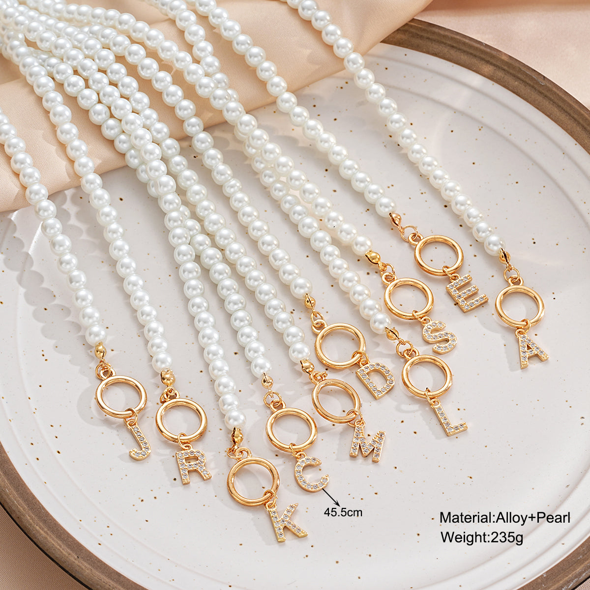 Pearl Beaded Alphabet Keychain