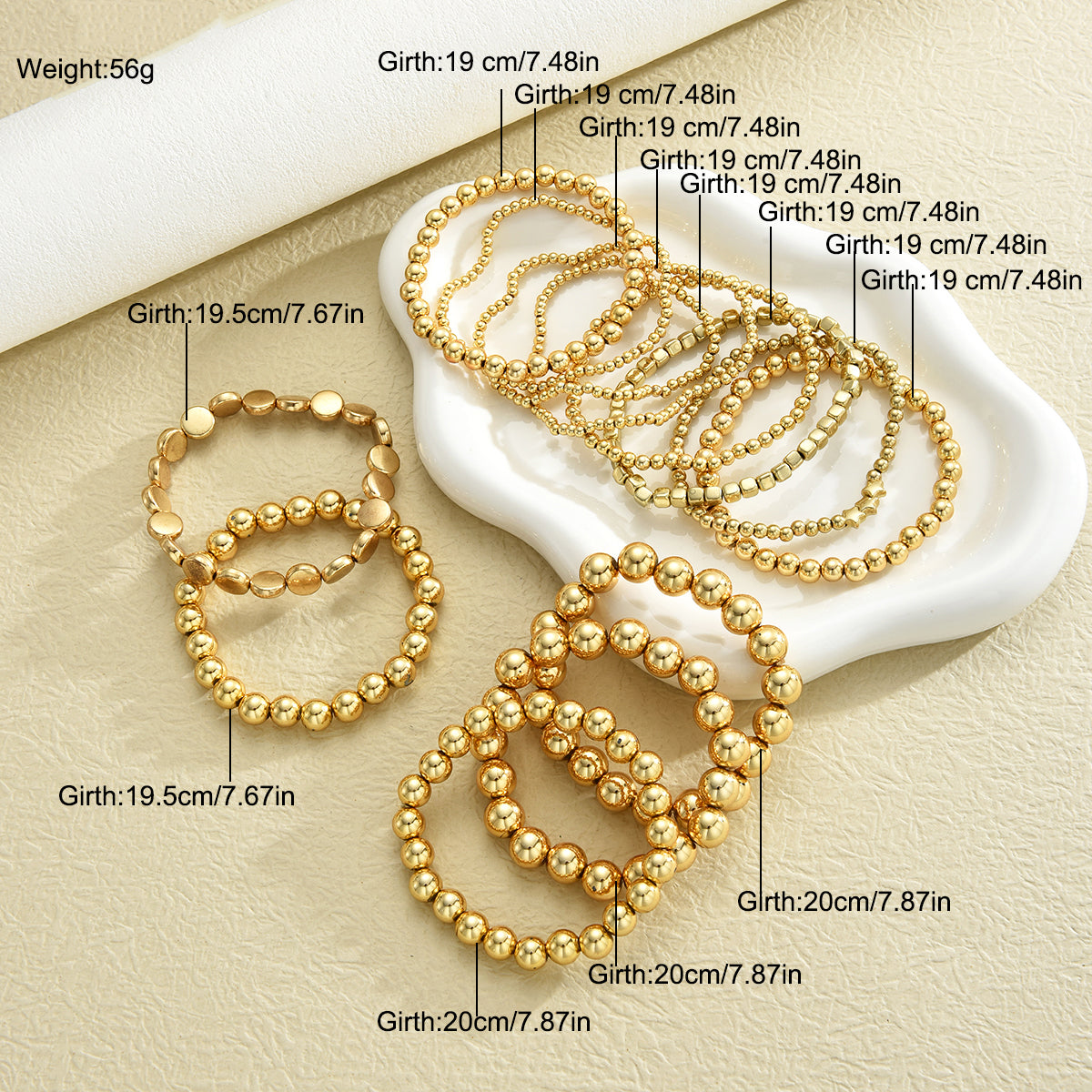 13pc Boho Vintage CCB Beaded Bracelet Set
