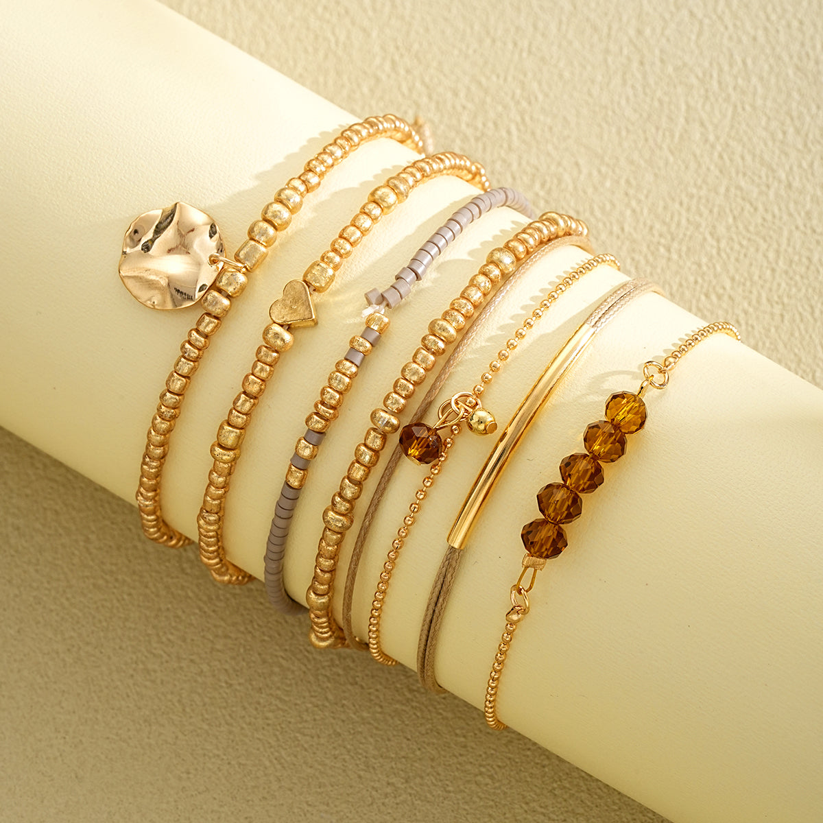 7pc Boho Heart Beaded Bracelet Set