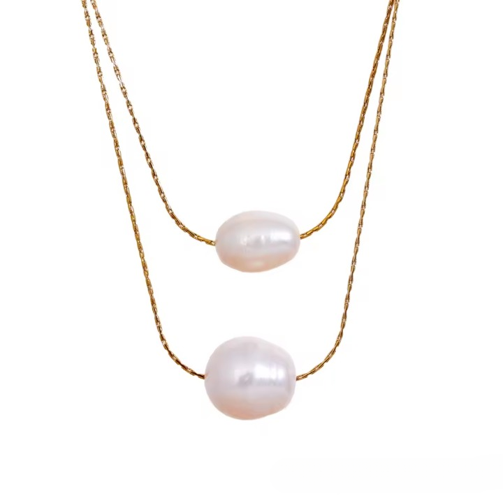 Double Stacked Pearl Necklace