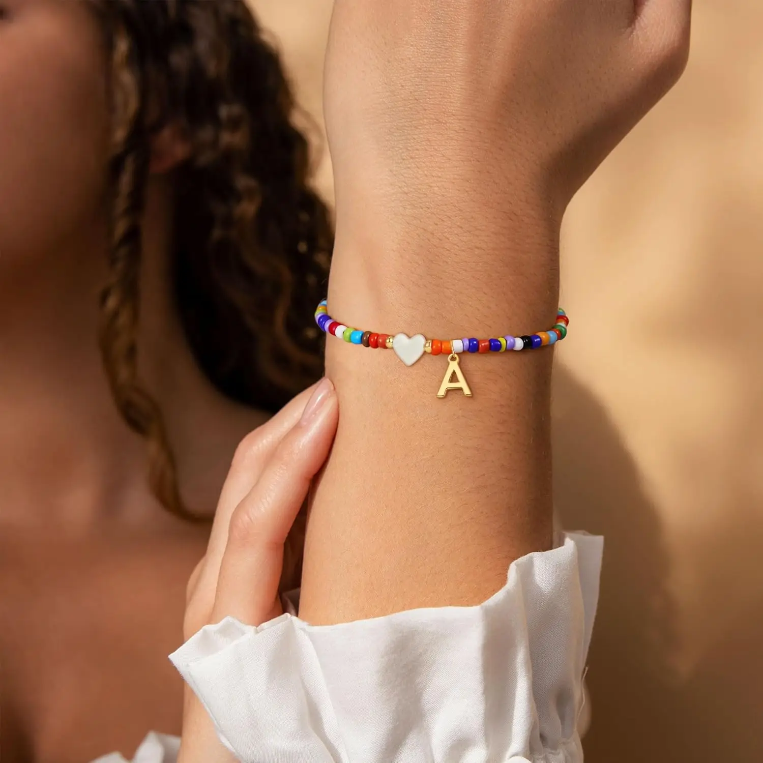Colorful Initial Heart Bracelet