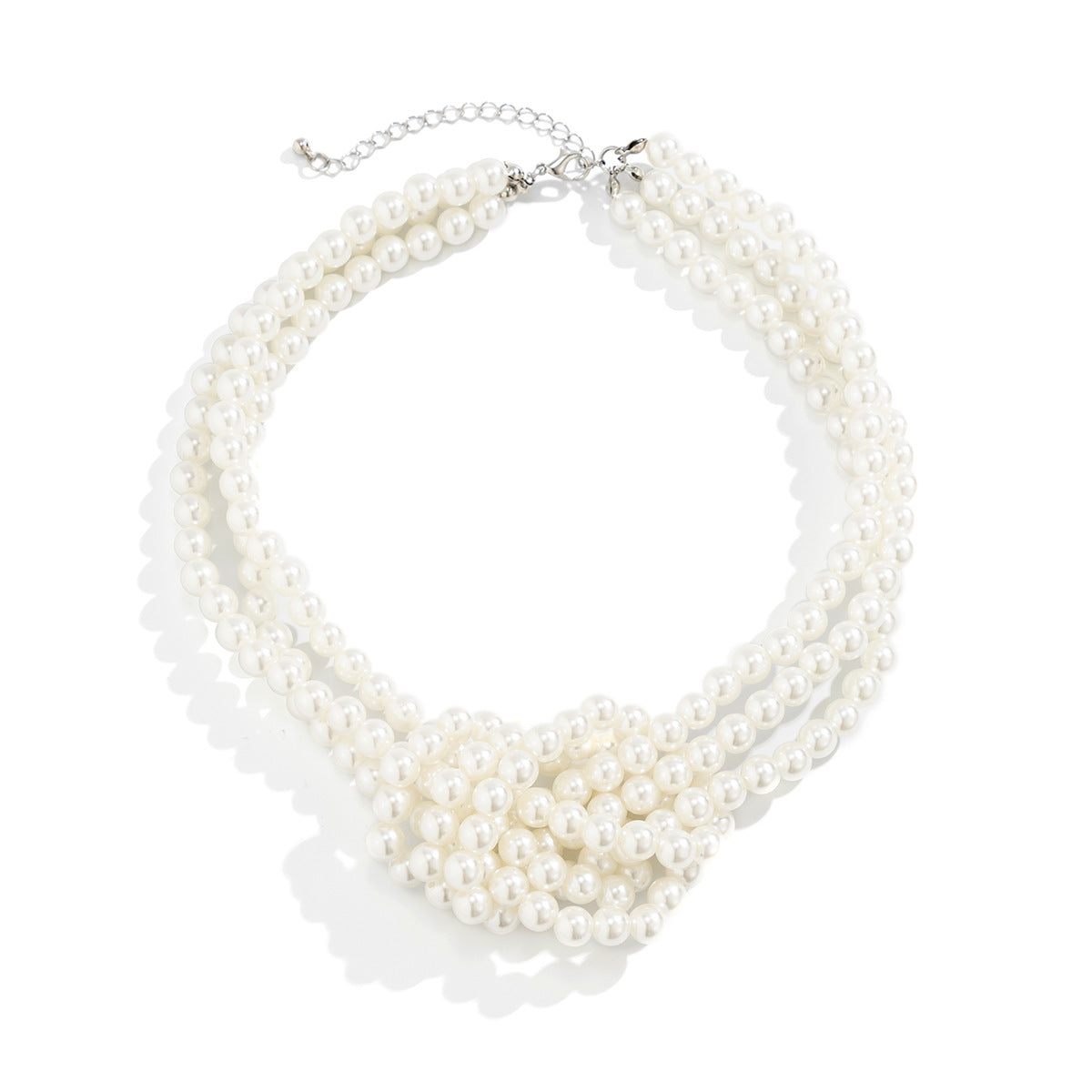 White & Black Pearl Knot Choker Necklace