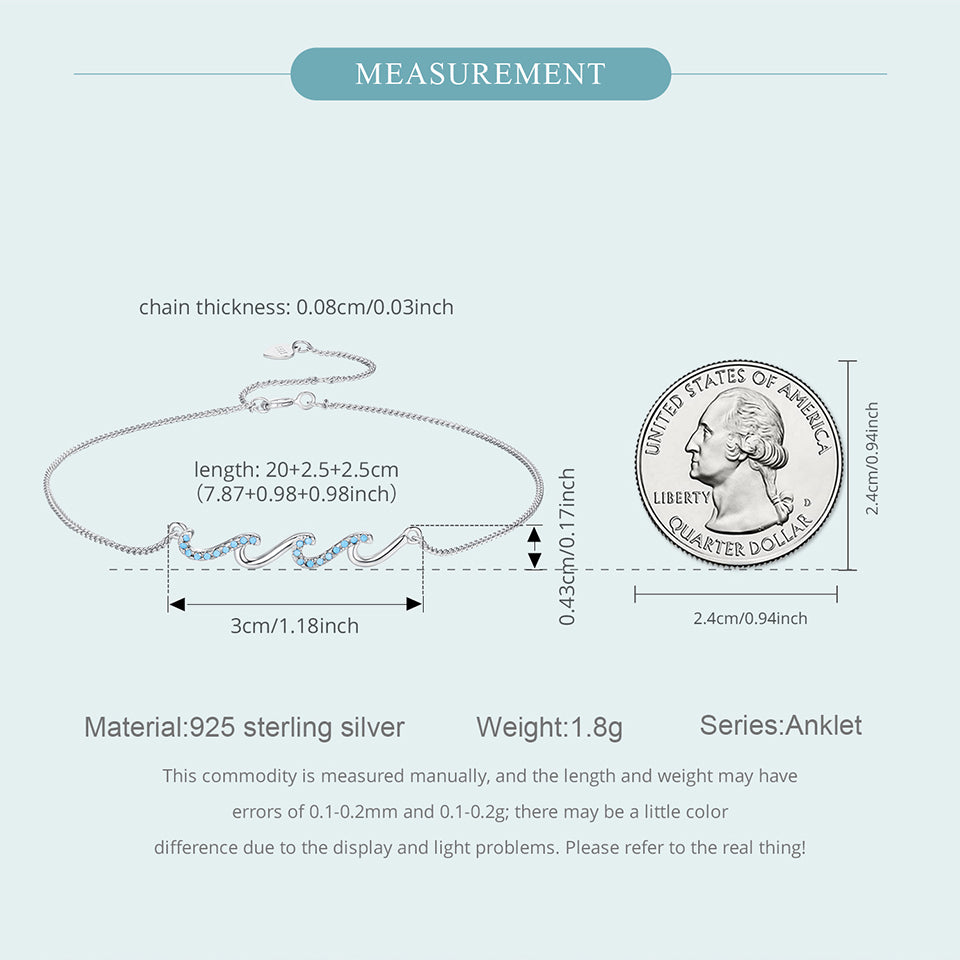 925 Silver Wave Anklet