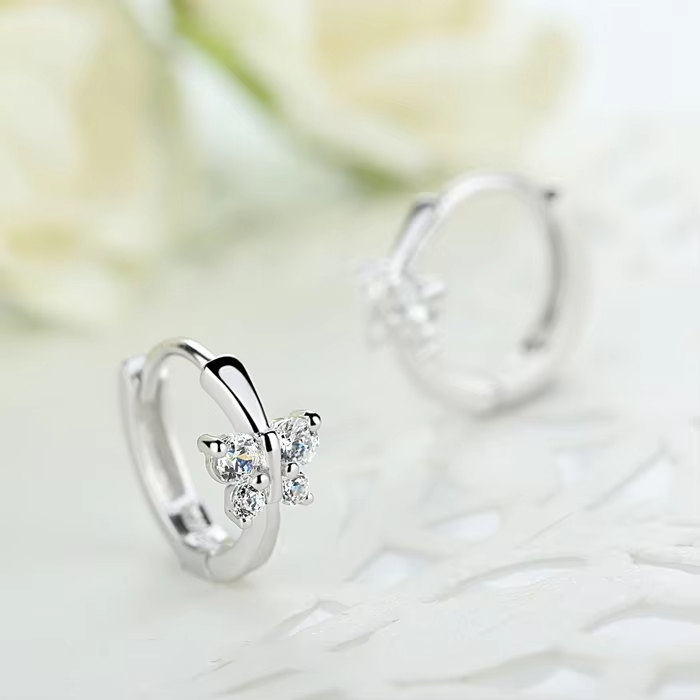 Butterfly Zirconia Huggie Earrings