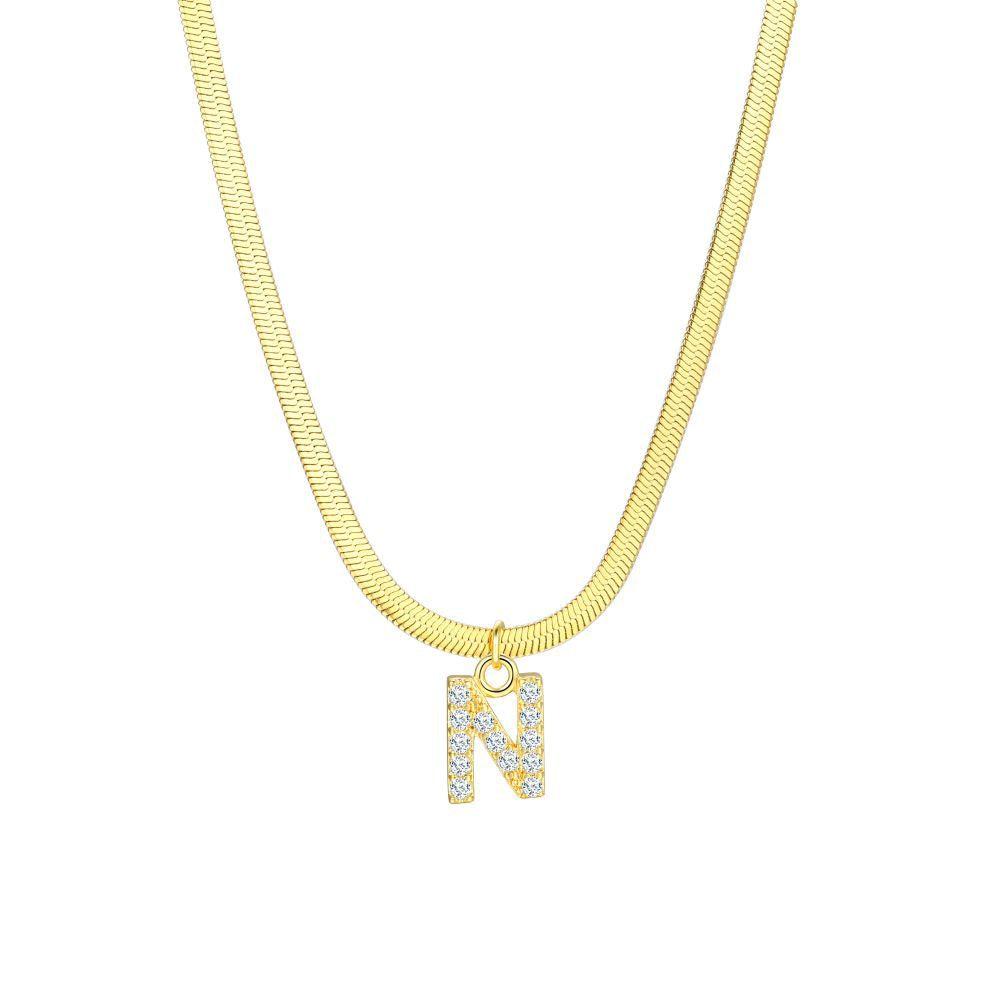 Gold Snake Chain Initial Necklace