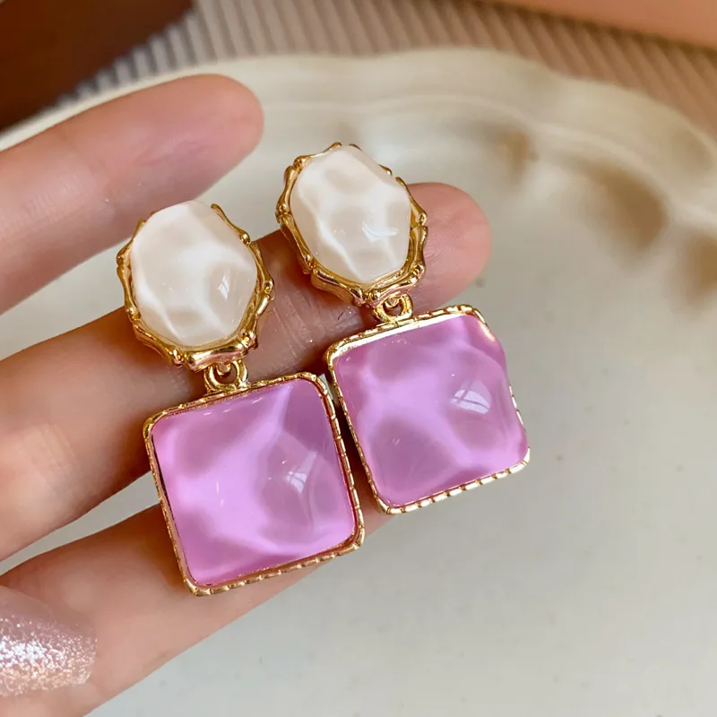Square Oval Drop Earrings