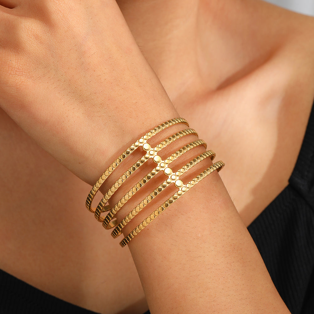 Textured Multi-Band Cuff Bracelet