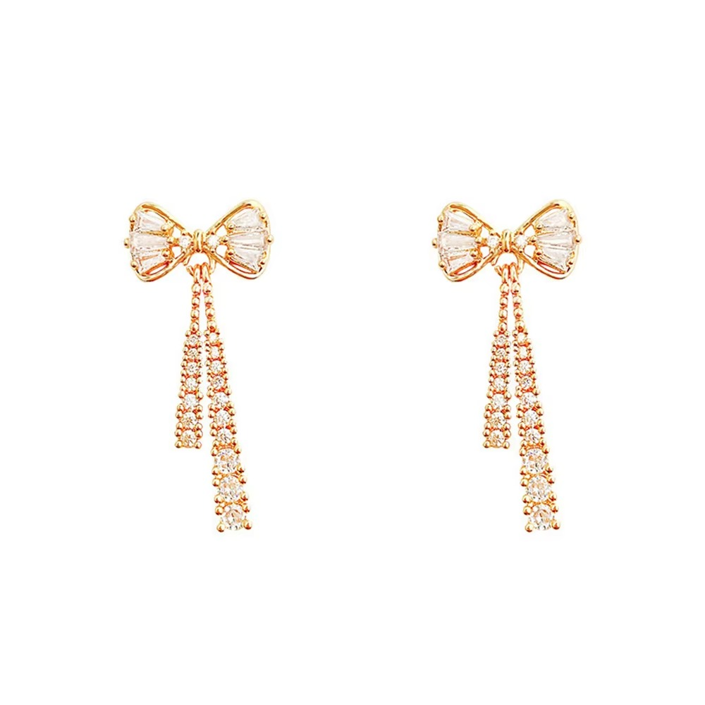 Crystal Bow Drop Earrings