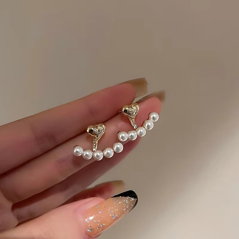 Pearl Heart Jacket Earrings