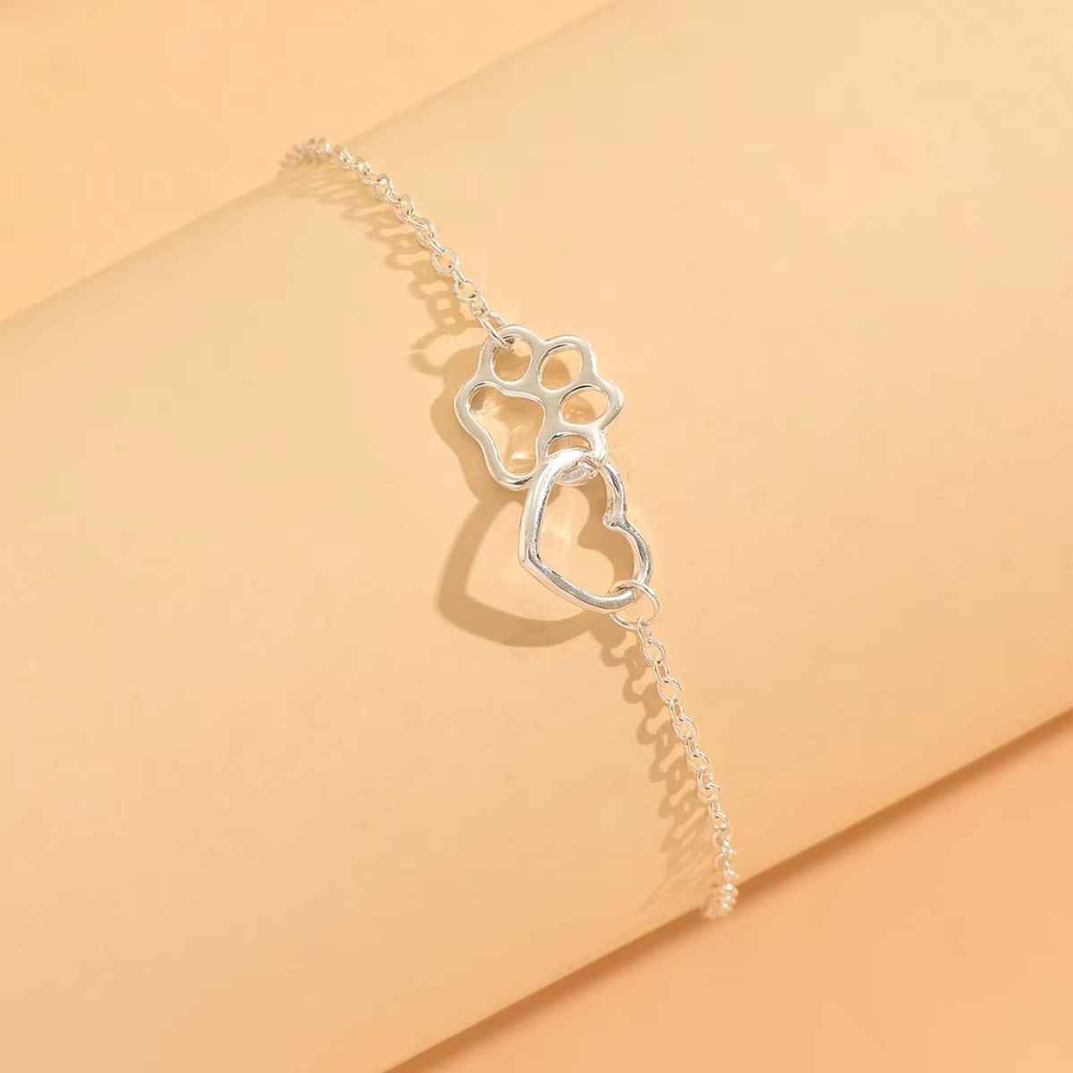 Paw Print Heart Anklet