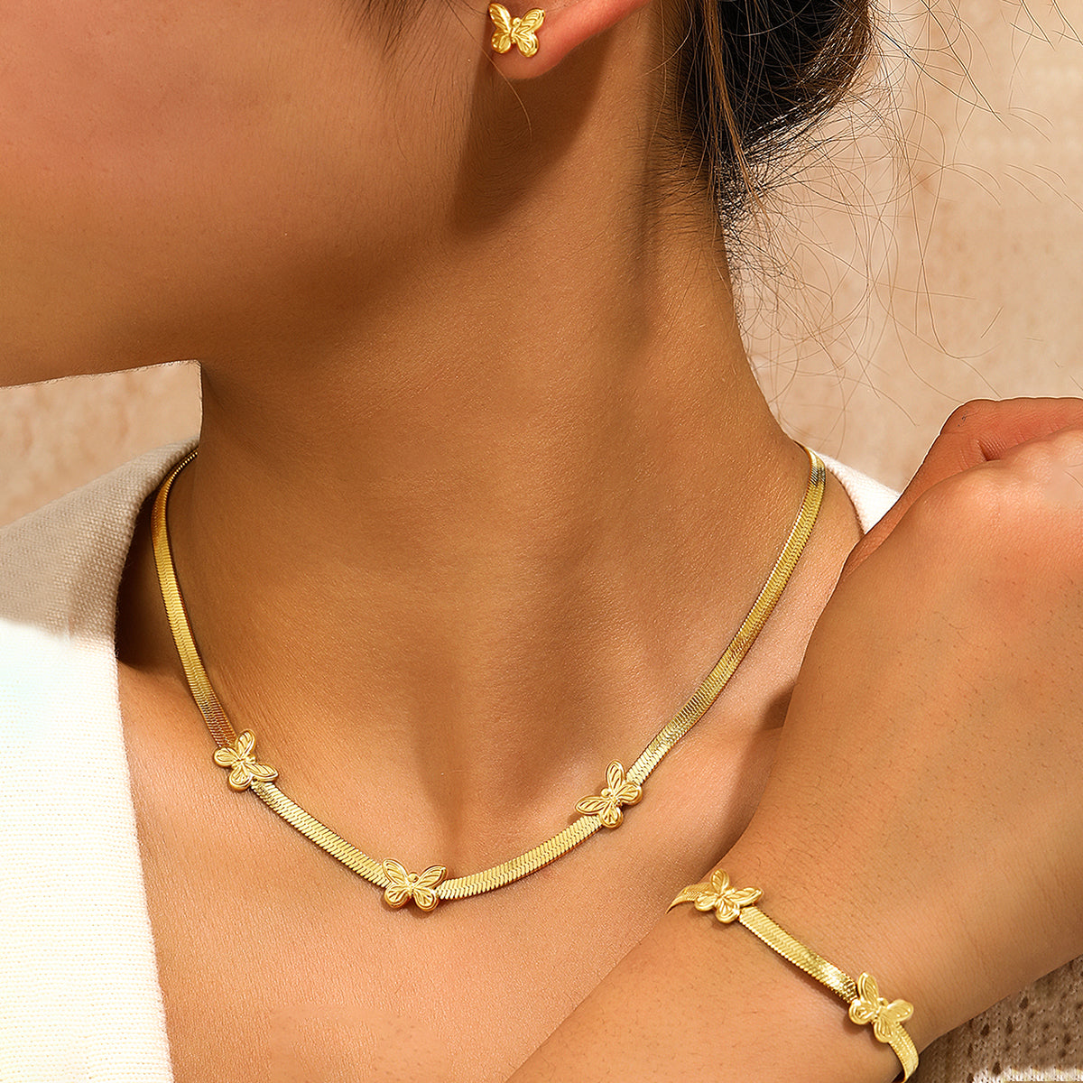 3pc Butterfly Accent Jewelry Set