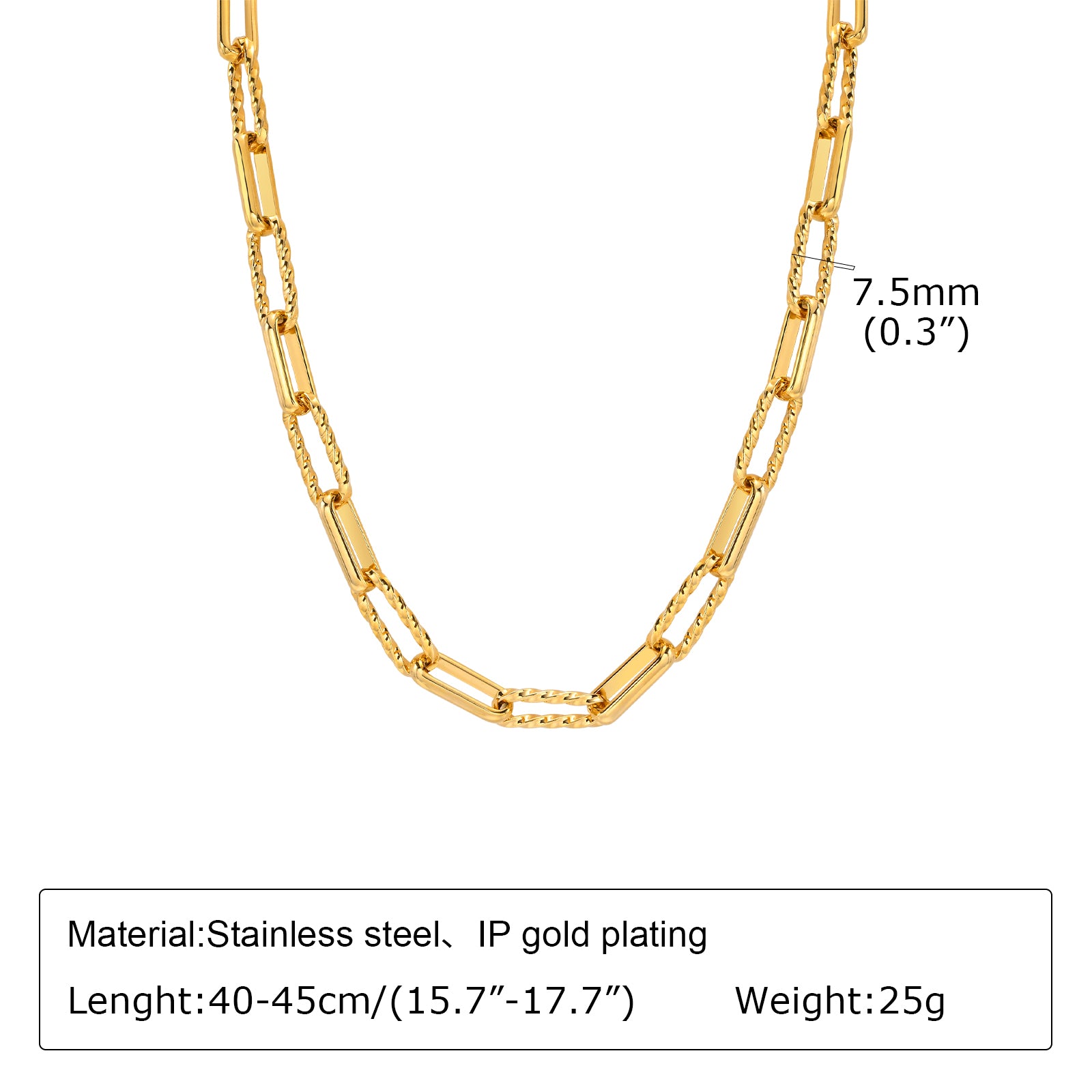 18k Gold Paperclip Chain Necklace
