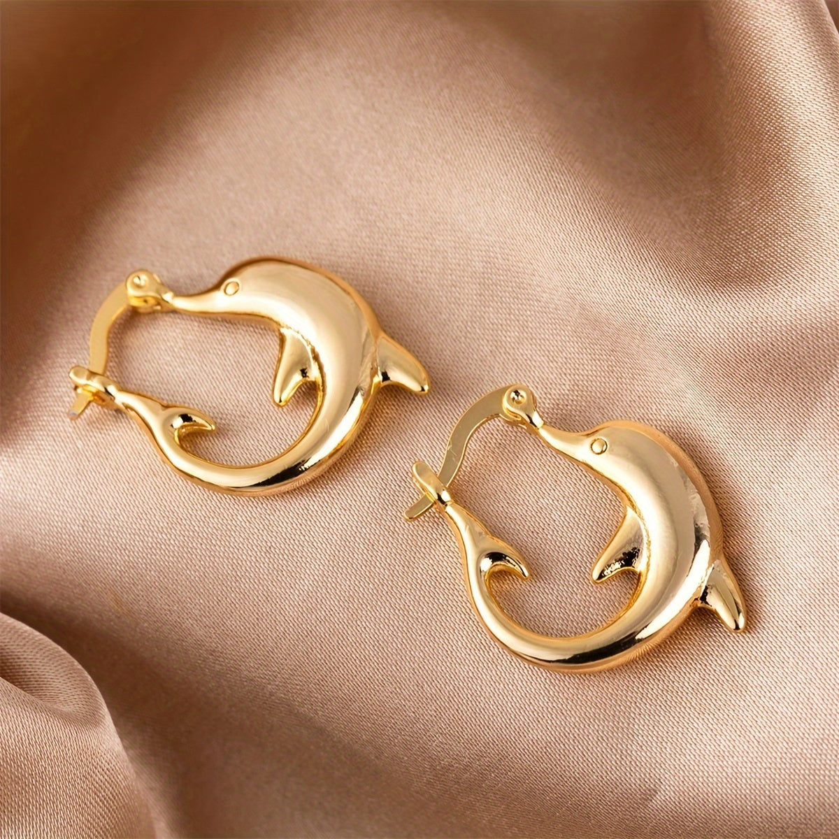 Gold Dolphin Hoop Earrings