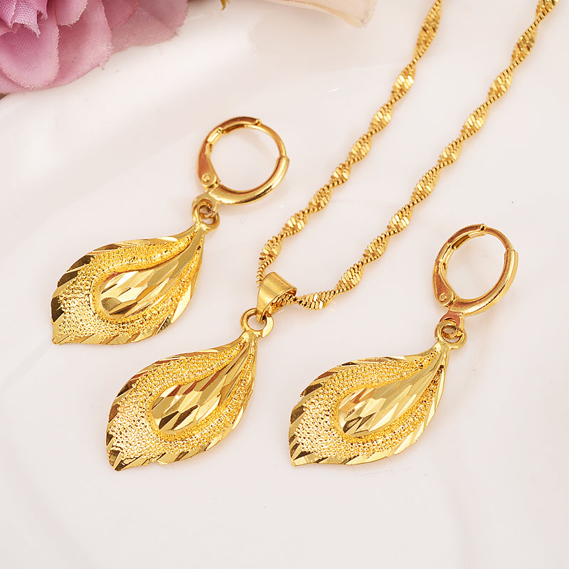 3pc Textured Teardrop Jewelry Set