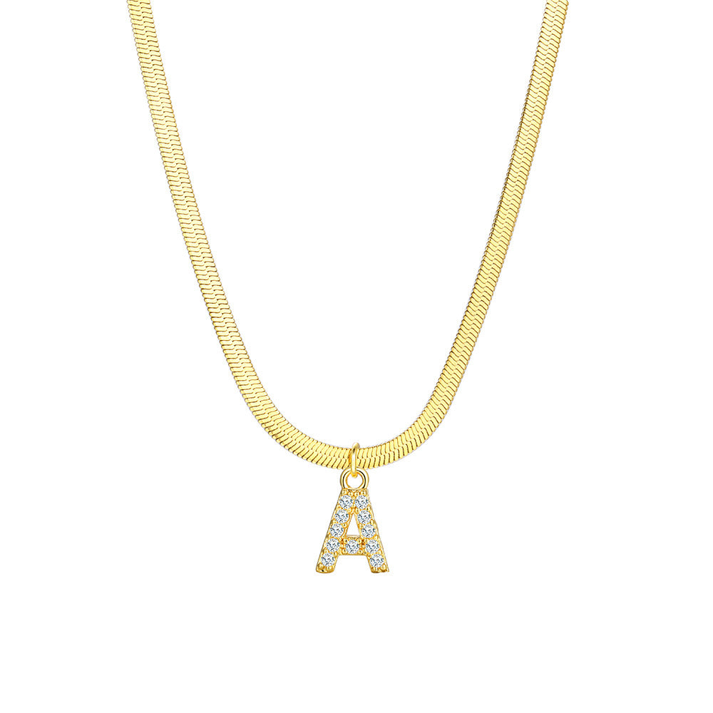 Gold Snake Chain Initial Necklace