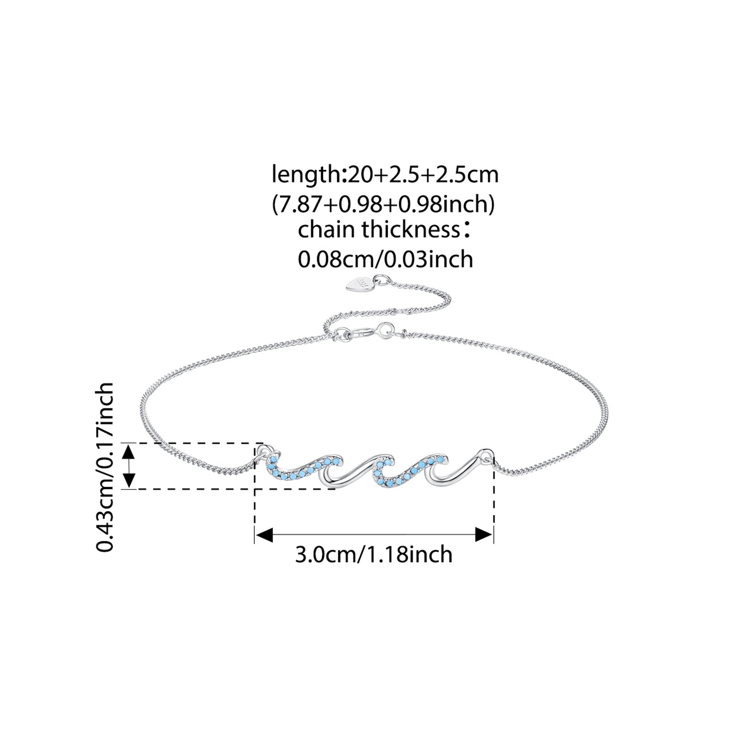 925 Silver Wave Anklet