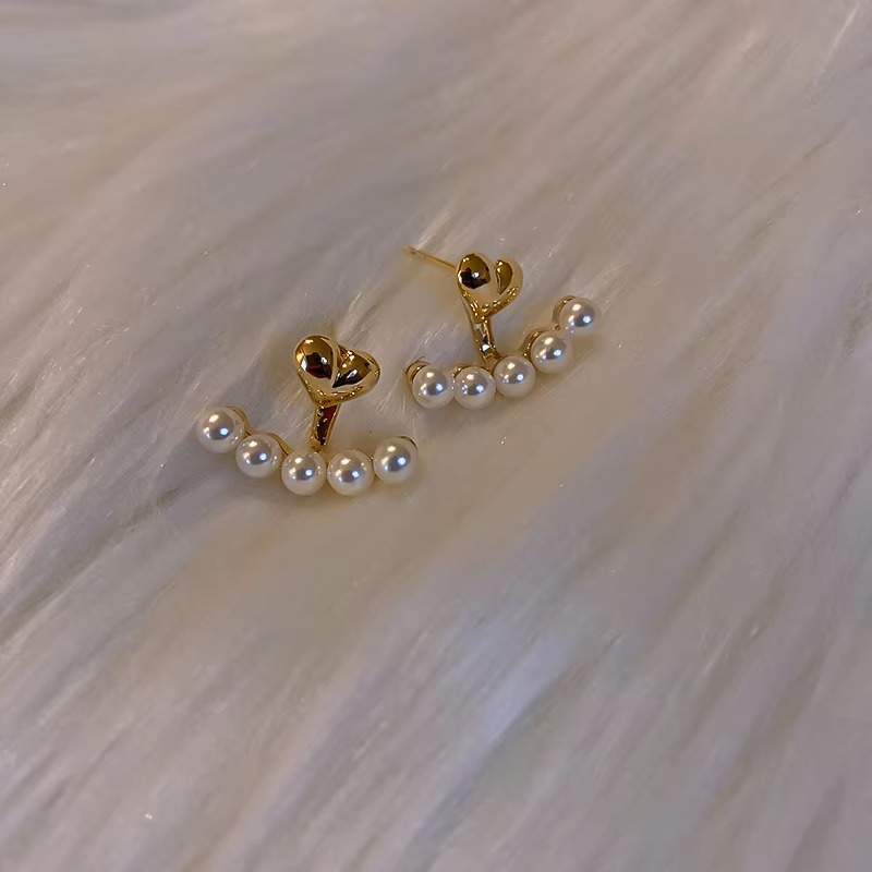 Pearl Heart Jacket Earrings