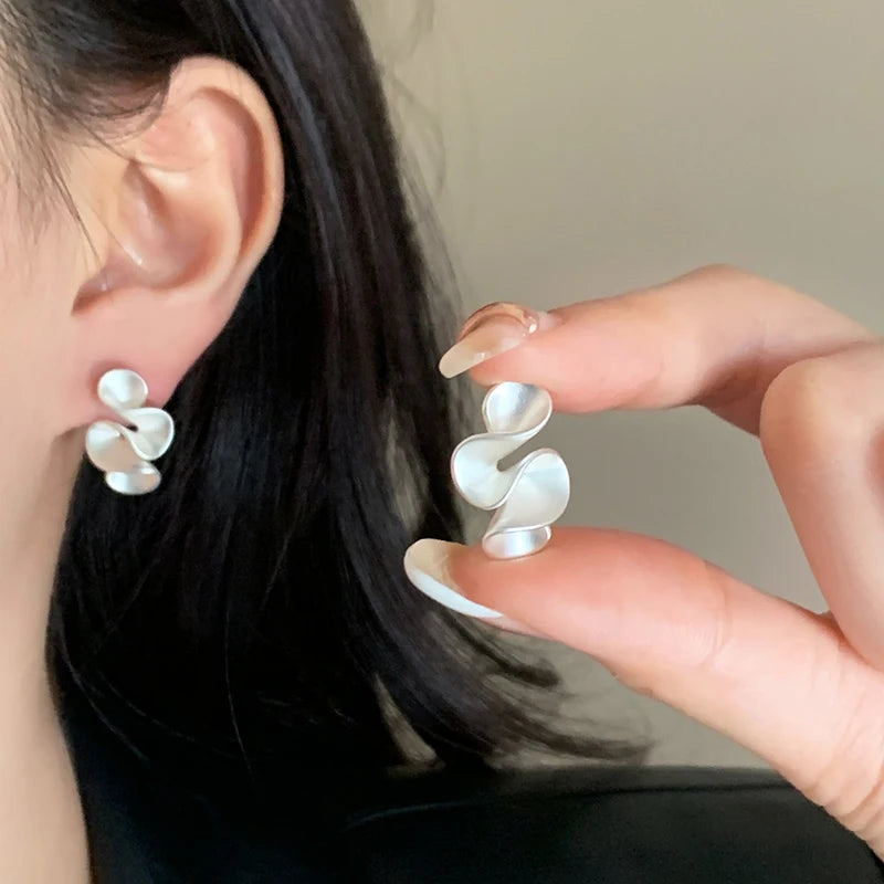 Matte Gold Abstract Twist Earrings