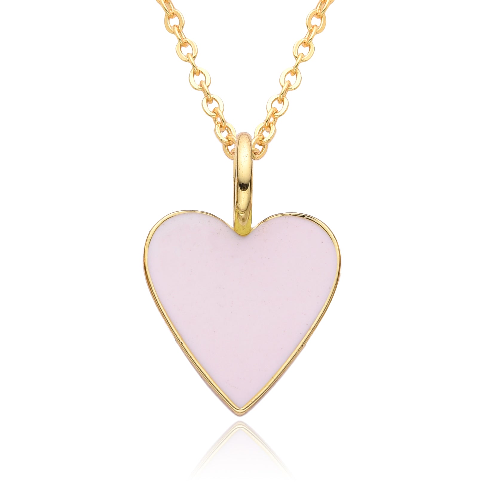 Gold Enamel Heart Pendant Necklace