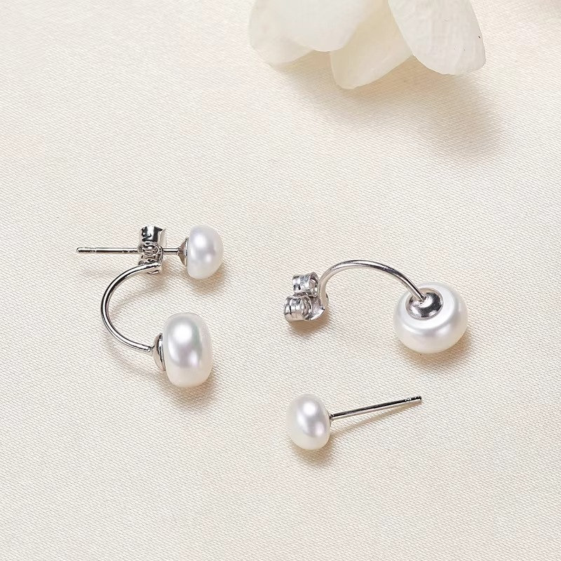 Double Pearl Drop Earrings