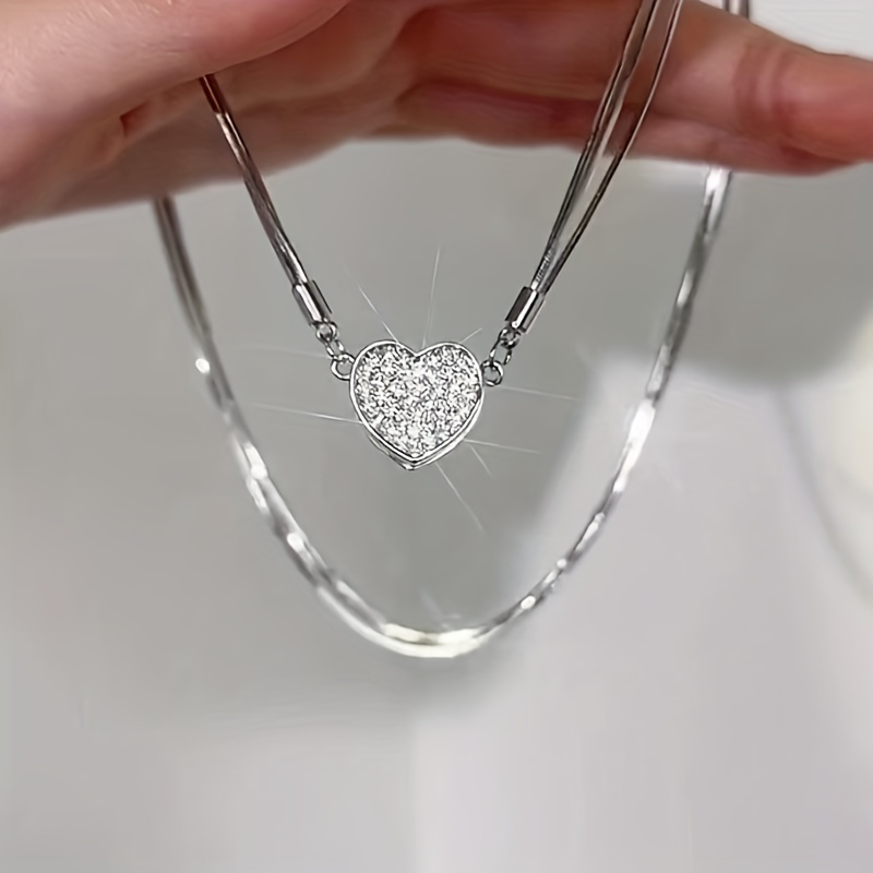 Heart Pendant Sparkle Chain Necklace