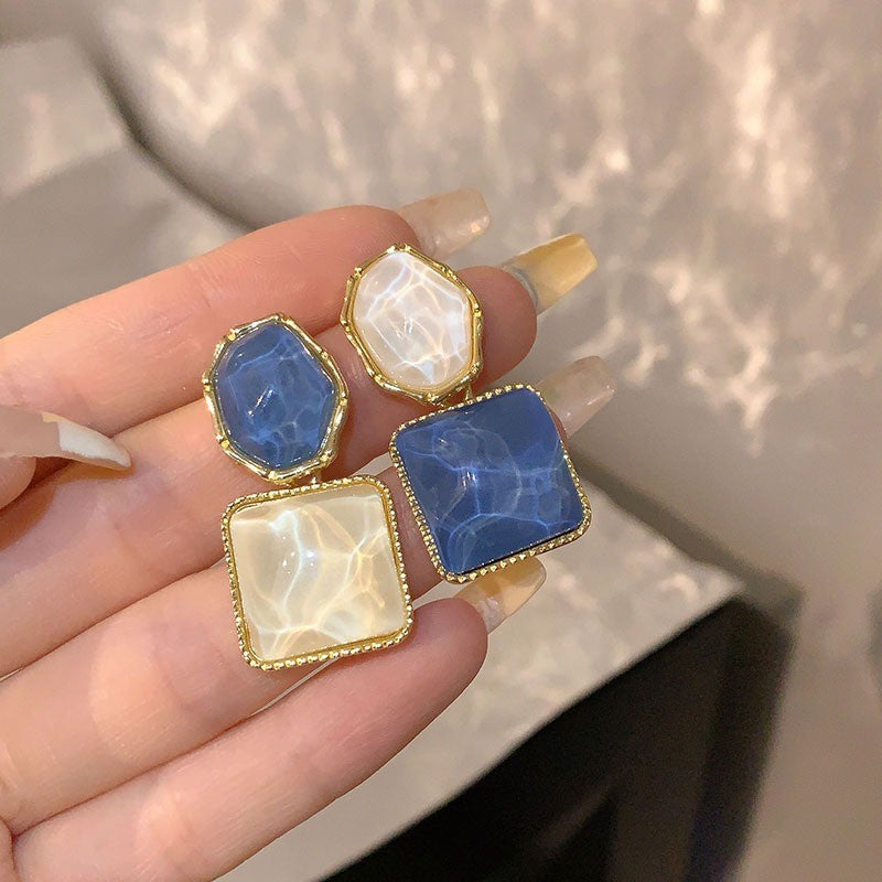 2-Tone Resin Geometric Drop Earrings