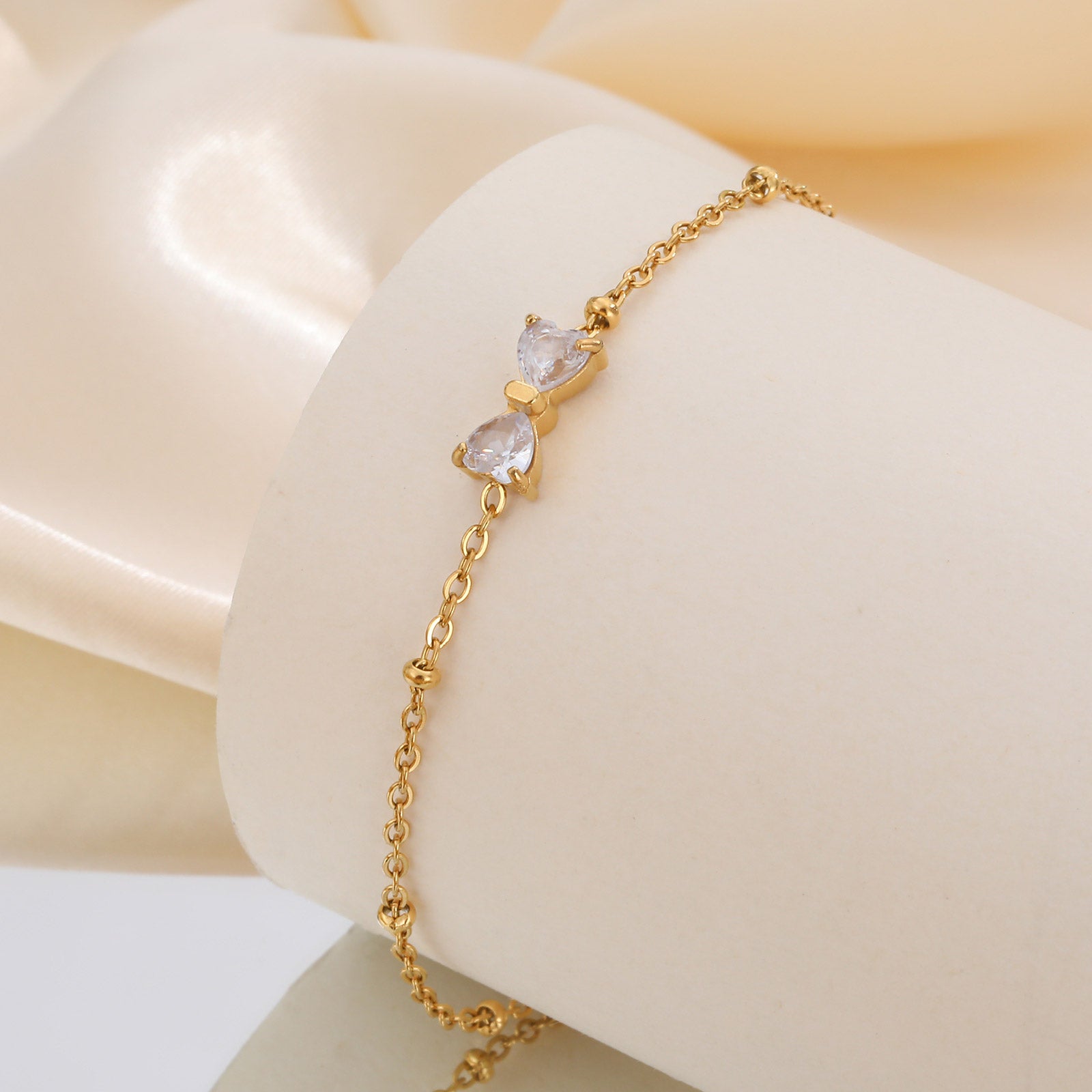 Bow Crystal Charm Bracelet