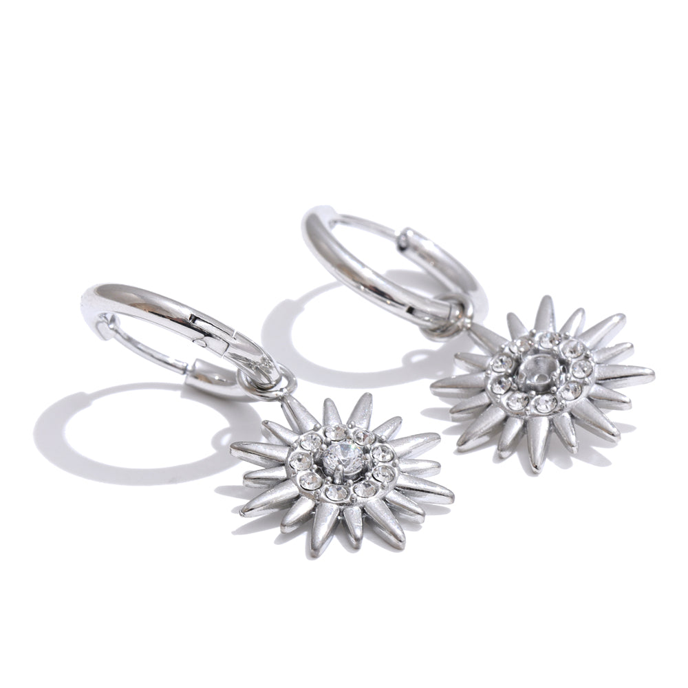 Sunburst Crystal Hoop Earrings