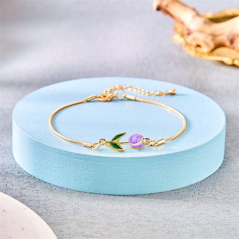 2pc Floral Pendant Necklace & Bracelet Set