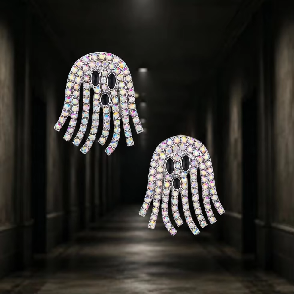 Rhinestone Ghost Tassel Earrings