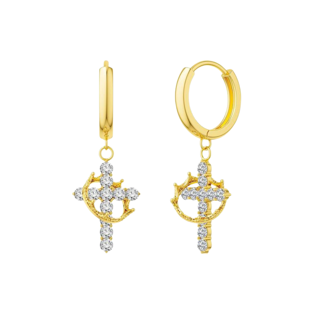 Crown Cross Earrings