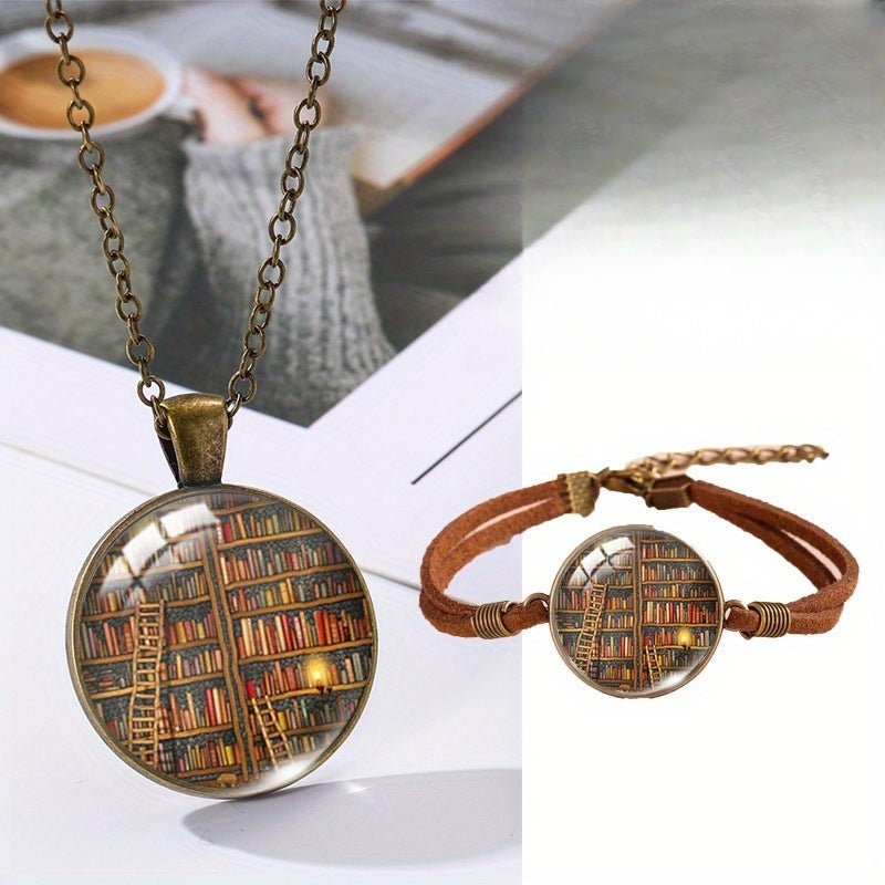 Vintage Library Pendant Necklace