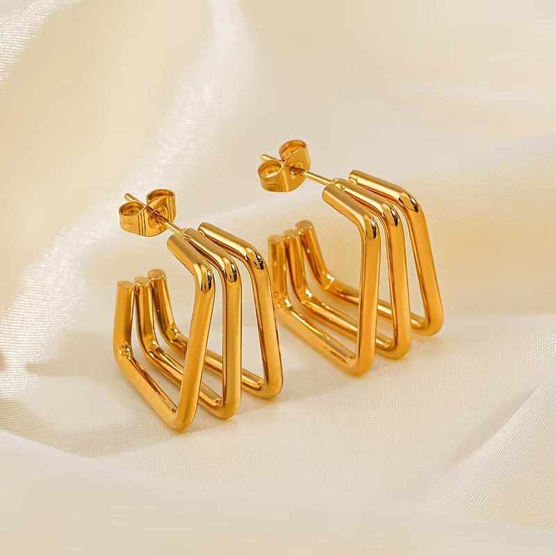 Triple Square Hoop Earrings
