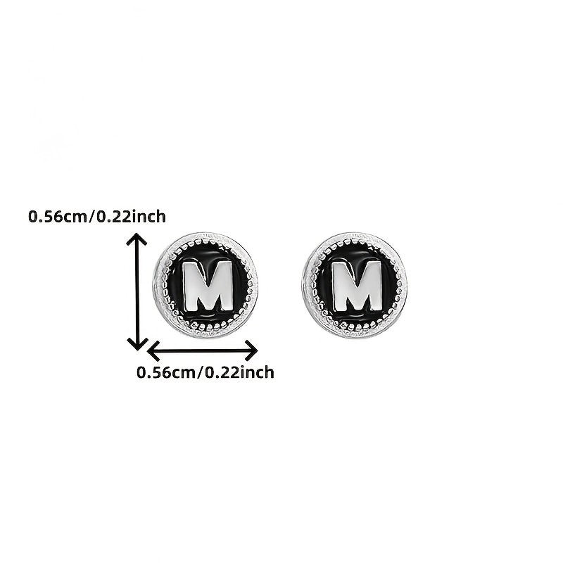 Initial M Stud Earrings