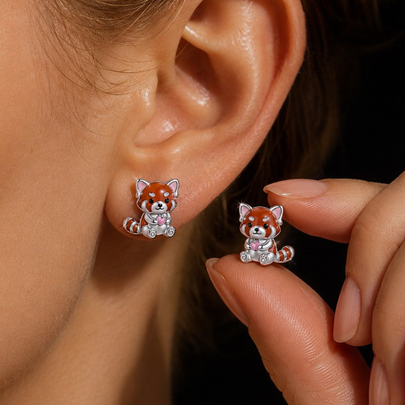 Red Panda Stud Earrings