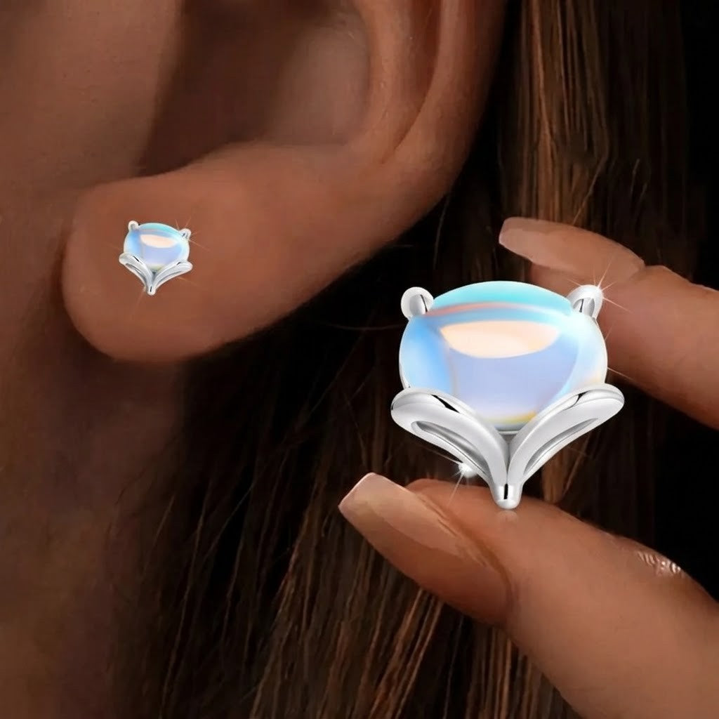 Iridescent Fox Stud Earrings