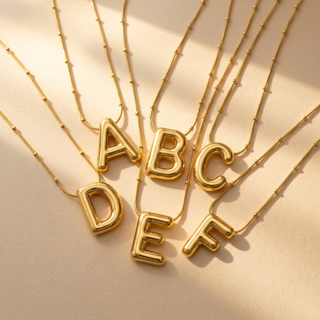 Puffy Alphabet Initial Necklace