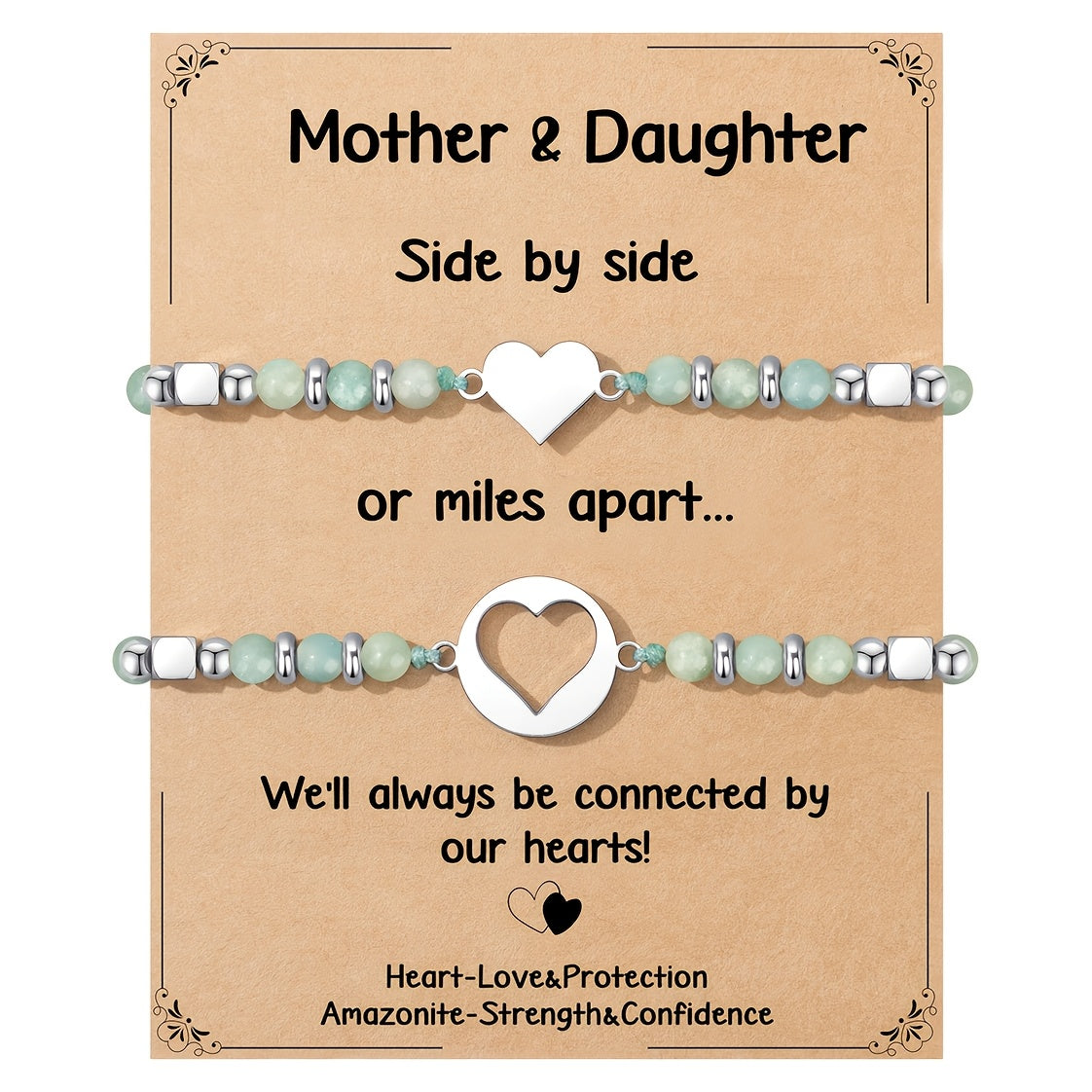 Mother Daughter Heart Bracelet Set