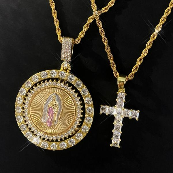 2pc Virgin Marry Cross Necklace Set