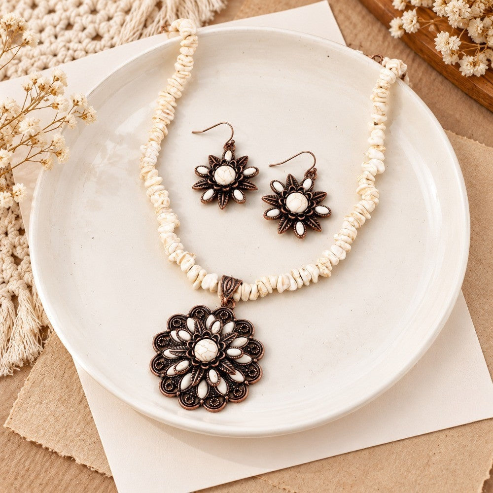 Antique Sunburst Pearl Jewelry Set