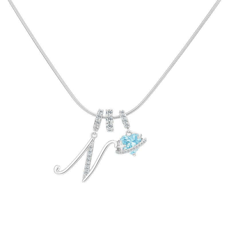 14k Initial Heart Charm Necklace