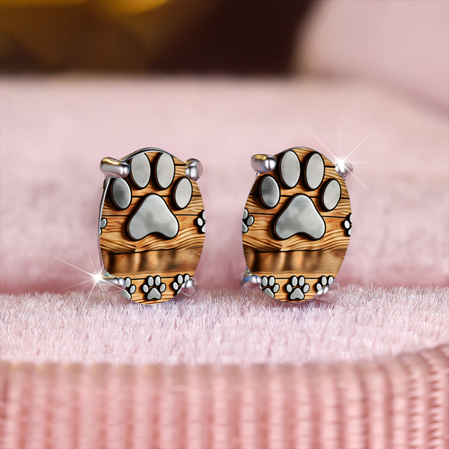 Wooden Paw Stud Earrings
