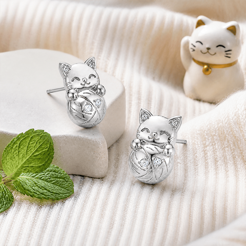 Lucky Cat Stud Earrings