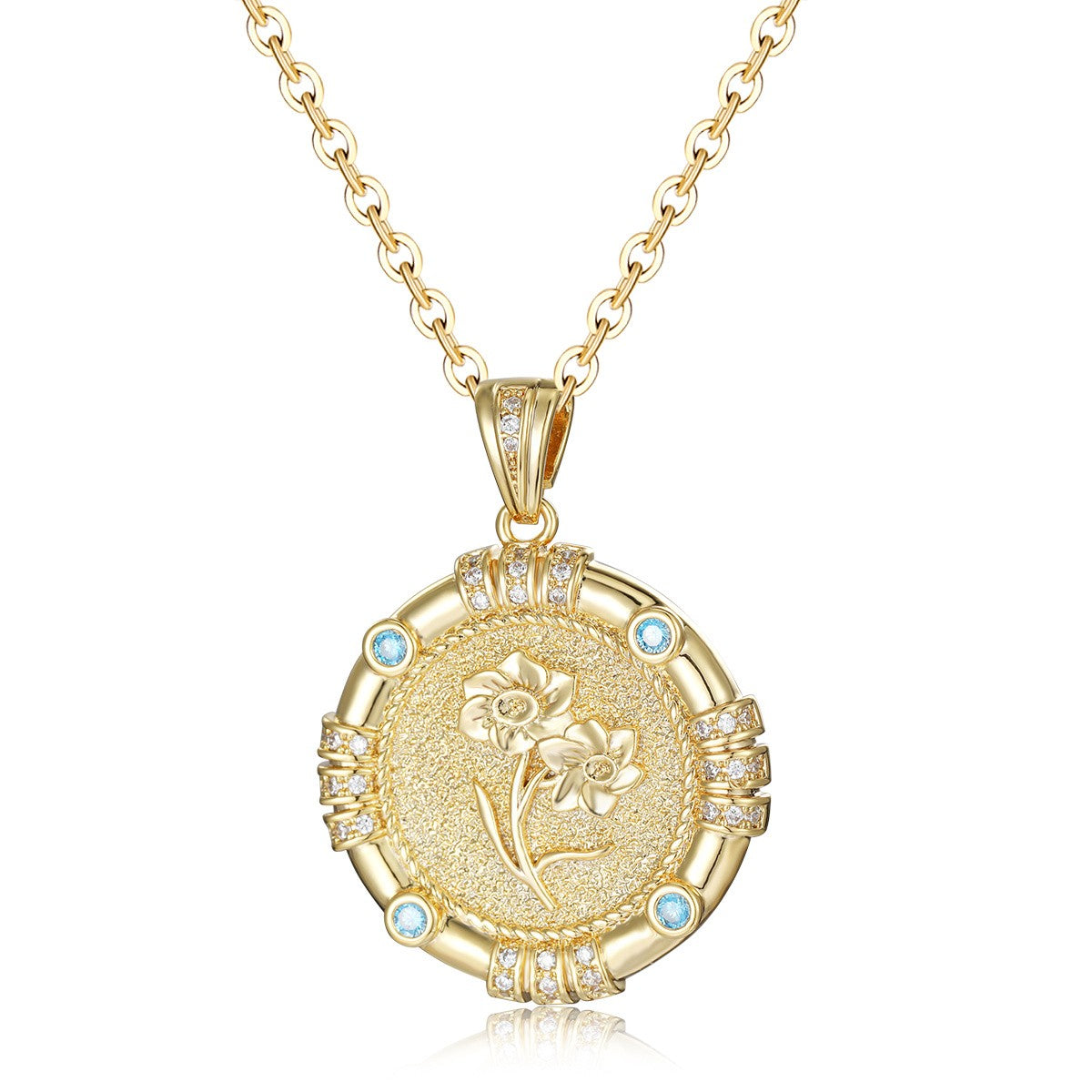 Birth Flower Disc Necklace