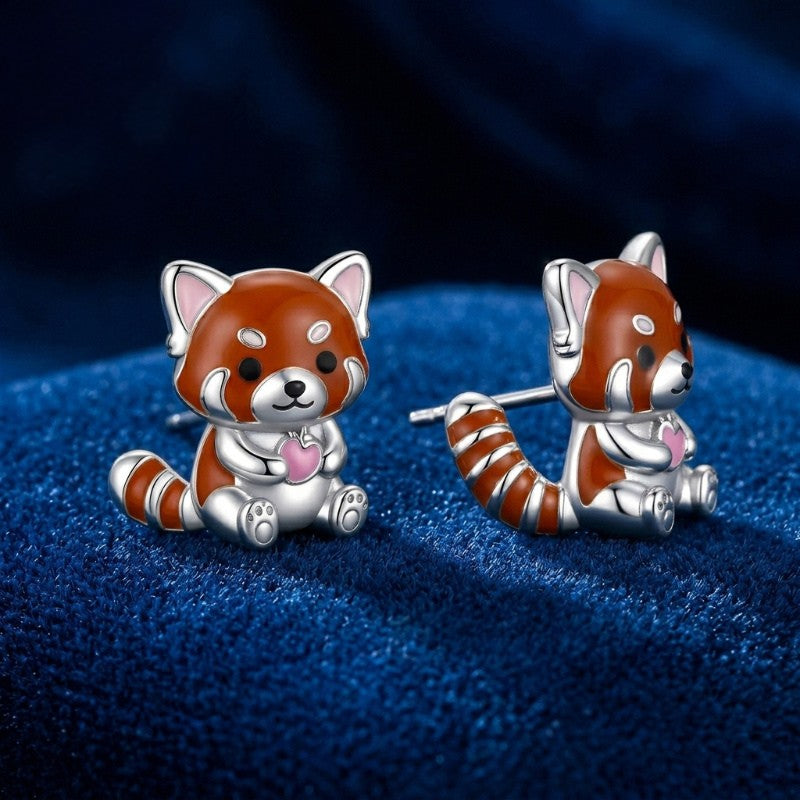 Red Panda Stud Earrings