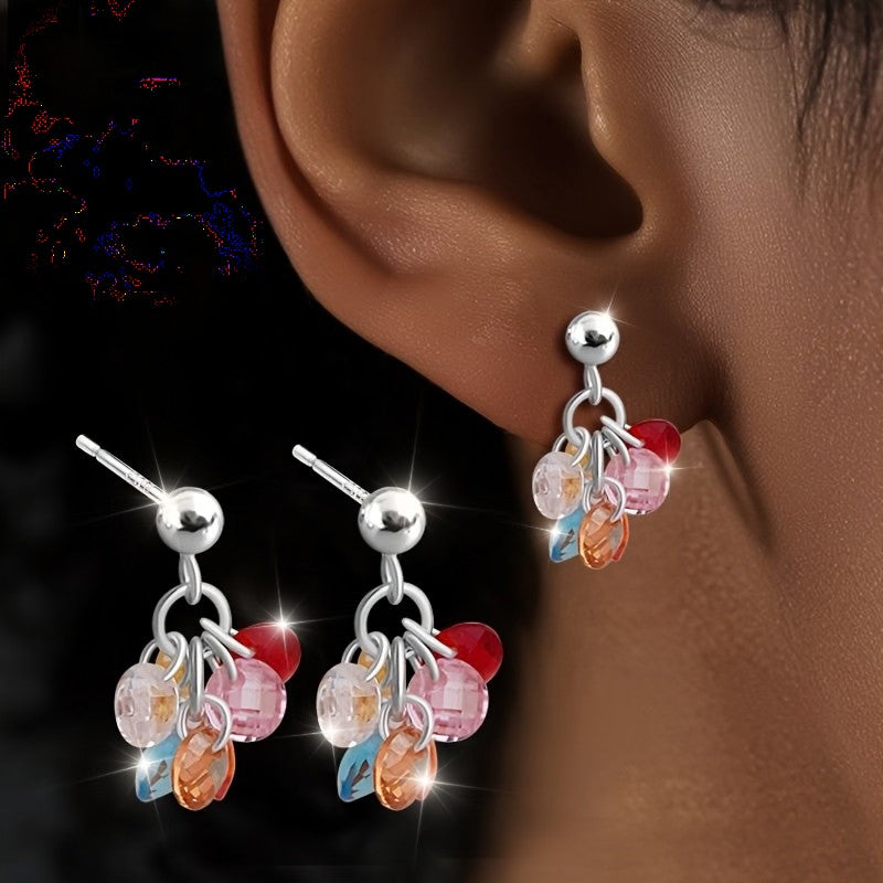 Rainbow Beaded Drop Earrings