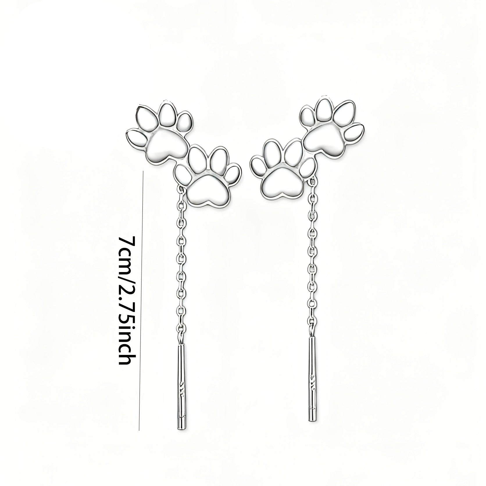 Paw Print Threader Earrings
