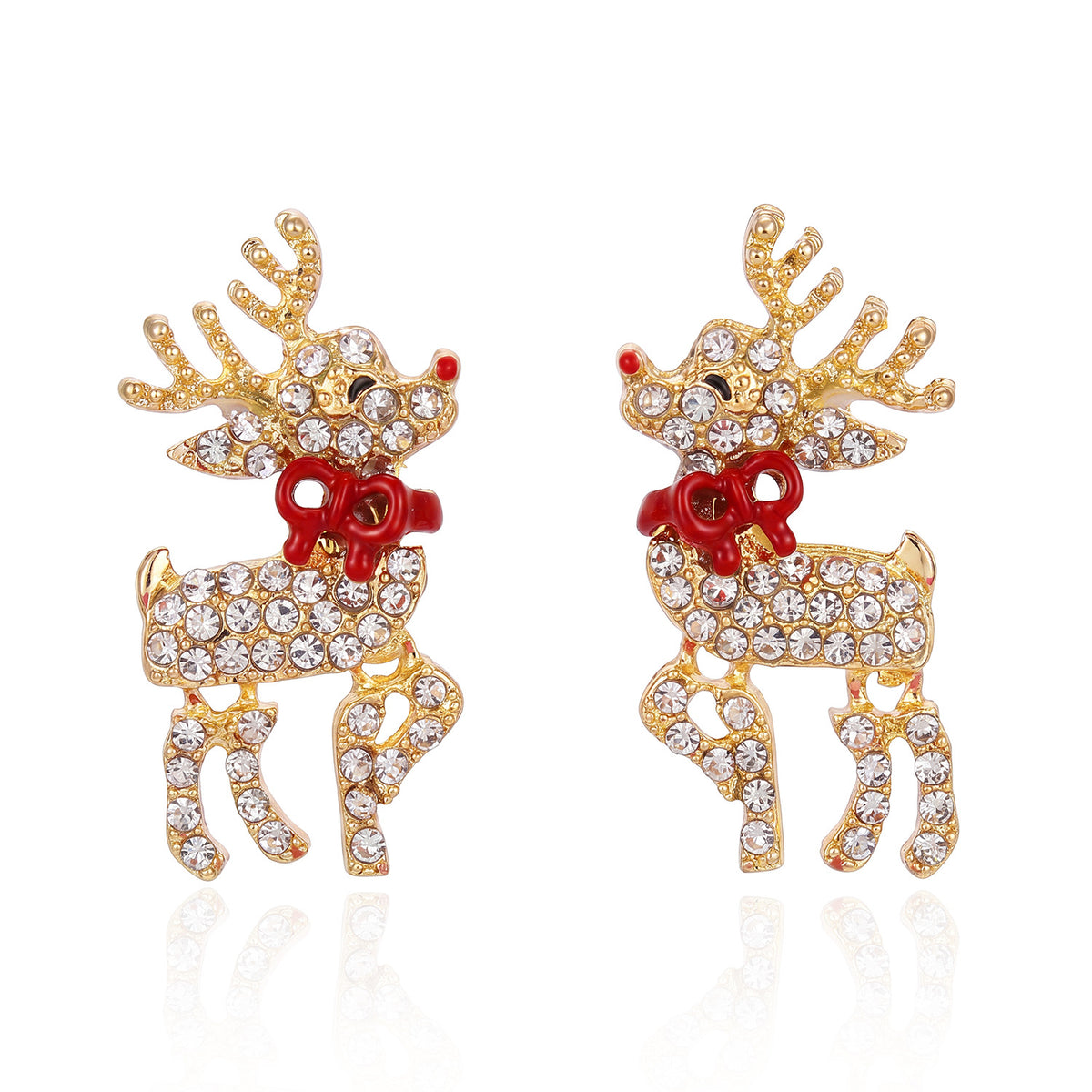 Crystal Reindeer Bow Earrings