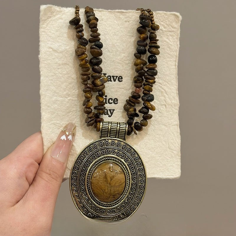 Oval Cameo Bead Necklace